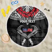 Personalized Talofa Samoa Beach Blanket Ulafala With Toa Nifo'oti - Black LT7 One Size 150cm Black - Polynesian Pride