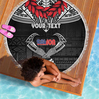 Personalized Talofa Samoa Beach Blanket Ulafala With Toa Nifo'oti - Black LT7 - Polynesian Pride