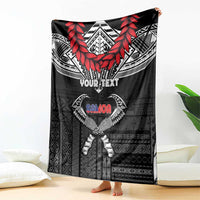 Personalized Talofa Samoa Blanket Ulafala With Toa Nifo'oti - Black LT7 - Polynesian Pride
