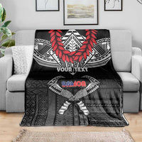 Personalized Talofa Samoa Blanket Ulafala With Toa Nifo'oti - Black LT7 - Polynesian Pride