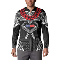 Personalized Talofa Samoa Button Sweatshirt Ulafala With Toa Nifo'oti - Black LT7 - Polynesian Pride