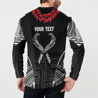 Personalized Talofa Samoa Button Sweatshirt Ulafala With Toa Nifo'oti - Black LT7 - Polynesian Pride