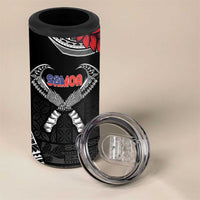 Personalized Talofa Samoa 4 in 1 Can Cooler Tumbler Ulafala With Toa Nifo'oti - Black LT7 - Polynesian Pride