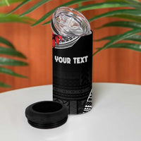 Personalized Talofa Samoa 4 in 1 Can Cooler Tumbler Ulafala With Toa Nifo'oti - Black LT7 - Polynesian Pride