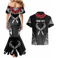 Personalized Talofa Samoa Couples Matching Mermaid Dress and Hawaiian Shirt Ulafala With Toa Nifo'oti - Black LT7 - Polynesian Pride