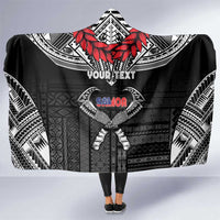 Personalized Talofa Samoa Hooded Blanket Ulafala With Toa Nifo'oti - Black
