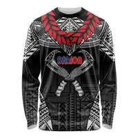 Personalized Talofa Samoa Long Sleeve Shirt Ulafala With Toa Nifo'oti - Black LT7 Unisex Black - Polynesian Pride
