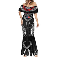 Personalized Talofa Samoa Mermaid Dress Ulafala With Toa Nifo'oti - Black