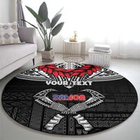Personalized Talofa Samoa Round Carpet Ulafala With Toa Nifo'oti - Black