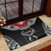 Personalized Talofa Samoa Rubber Doormat Ulafala With Toa Nifo'oti - Black LT7 - Polynesian Pride