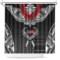 Personalized Talofa Samoa Shower Curtain Ulafala With Toa Nifo'oti - Black