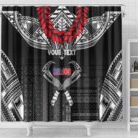 Personalized Talofa Samoa Shower Curtain Ulafala With Toa Nifo'oti - Black