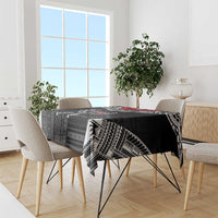 Personalized Talofa Samoa Tablecloth Ulafala With Toa Nifo'oti - Black