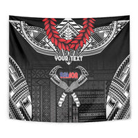 Personalized Talofa Samoa Tapestry Ulafala With Toa Nifo'oti - Black