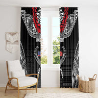 Personalized Talofa Samoa Window Curtain Ulafala With Toa Nifo'oti - Black