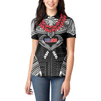 Personalized Talofa Samoa Women Polo Shirt Ulafala With Toa Nifo'oti - Black