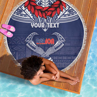 Personalized Talofa Samoa Beach Blanket Ulafala With Toa Nifo'oti - Blue LT7 - Polynesian Pride
