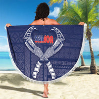 Personalized Talofa Samoa Beach Blanket Ulafala With Toa Nifo'oti - Blue LT7 - Polynesian Pride