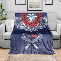 Personalized Talofa Samoa Blanket Ulafala With Toa Nifo'oti - Blue LT7 - Polynesian Pride