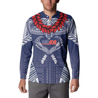 Personalized Talofa Samoa Button Sweatshirt Ulafala With Toa Nifo'oti - Blue LT7 - Polynesian Pride