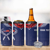 Personalized Talofa Samoa 4 in 1 Can Cooler Tumbler Ulafala With Toa Nifo'oti - Blue LT7 - Polynesian Pride