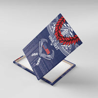 Personalized Talofa Samoa Canvas Wall Art Ulafala With Toa Nifo'oti - Blue LT7 With Frame Blue - Polynesian Pride