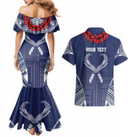 Personalized Talofa Samoa Couples Matching Mermaid Dress and Hawaiian Shirt Ulafala With Toa Nifo'oti - Blue LT7 - Polynesian Pride