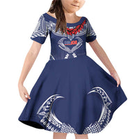 Personalized Talofa Samoa Family Matching Off Shoulder Short Dress and Hawaiian Shirt Ulafala With Toa Nifo'oti - Blue