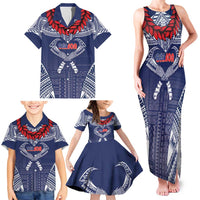 Personalized Talofa Samoa Family Matching Tank Maxi Dress and Hawaiian Shirt Ulafala With Toa Nifo'oti - Blue