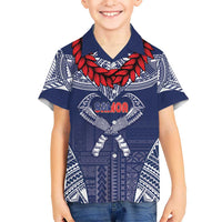 Personalized Talofa Samoa Kid Hawaiian Shirt Ulafala With Toa Nifo'oti - Blue LT7 Kid Blue - Polynesian Pride
