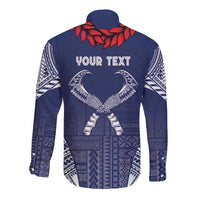 Personalized Talofa Samoa Long Sleeve Button Shirt Ulafala With Toa Nifo'oti - Blue LT7 - Polynesian Pride