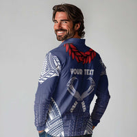 Personalized Talofa Samoa Long Sleeve Polo Shirt Ulafala With Toa Nifo'oti - Blue