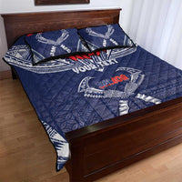 Personalized Talofa Samoa Quilt Bed Set Ulafala With Toa Nifo'oti - Blue LT7 - Polynesian Pride