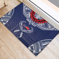 Personalized Talofa Samoa Rubber Doormat Ulafala With Toa Nifo'oti - Blue LT7 - Polynesian Pride