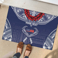 Personalized Talofa Samoa Rubber Doormat Ulafala With Toa Nifo'oti - Blue LT7 - Polynesian Pride