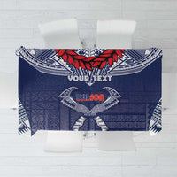 Personalized Talofa Samoa Tablecloth Ulafala With Toa Nifo'oti - Blue LT7 Blue - Polynesian Pride