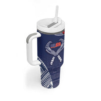 Personalized Talofa Samoa Tumbler With Handle Ulafala With Toa Nifo'oti - Blue