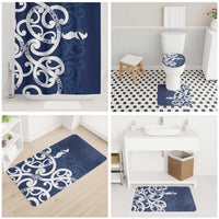 New Zealand Maori Mo Bros Bathroom Set Blue Ribbon With Koru Kowhaiwhai - Polynesian Pride