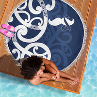 New Zealand Maori Mo Bros Beach Blanket Blue Ribbon With Koru Kowhaiwhai - Polynesian Pride