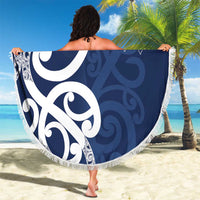 New Zealand Maori Mo Bros Beach Blanket Blue Ribbon With Koru Kowhaiwhai - Polynesian Pride