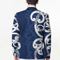 New Zealand Maori Mo Bros Blazer Blue Ribbon With Koru Kowhaiwhai - Polynesian Pride