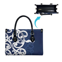 New Zealand Maori Mo Bros Leather Bag Blue Ribbon With Koru Kowhaiwhai - Polynesian Pride