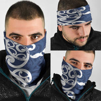 New Zealand Maori Mo Bros Neck Gaiter Blue Ribbon With Koru Kowhaiwhai - Polynesian Pride