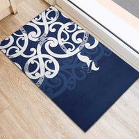 New Zealand Maori Mo Bros Rubber Doormat Blue Ribbon With Koru Kowhaiwhai - Polynesian Pride
