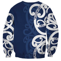 New Zealand Maori Mo Bros Sweatshirt Blue Ribbon With Koru Kowhaiwhai - Polynesian Pride