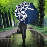 New Zealand Maori Mo Bros Umbrella Blue Ribbon With Koru Kowhaiwhai - Polynesian Pride