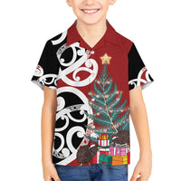 New Zealand Silver Fern Christmas Tree Family Matching Short Sleeve Bodycon Dress and Hawaiian Shirt Meri Kirihimete - Polynesian Pride