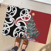 New Zealand Silver Fern Christmas Tree Rubber Doormat Meri Kirihimete - Polynesian Pride
