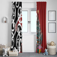 New Zealand Silver Fern Christmas Tree Window Curtain Meri Kirihimete - Polynesian Pride