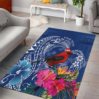 Personalized Samoa Christmas Area Rug Cardinal Honeyeater Mix Siapo LT7 - Polynesian Pride